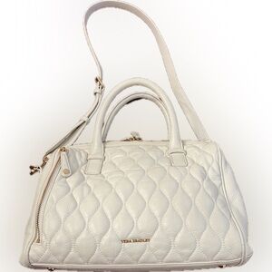 Vera Bradley Marlo Quilted Leather Satchel – Crossbody – Ivory